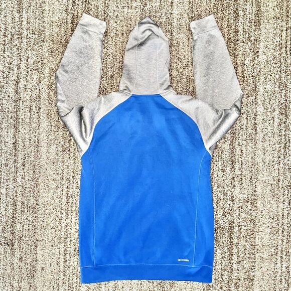Adidas Long Sleeve Athletic Logo Pullover Hoodie in Blue Grey Size Large Kids - Picture 10 of 10